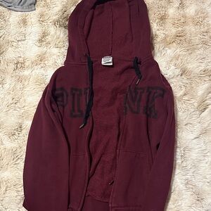 Victoria's Secret PINK Burgundy Hoodie with Black Text